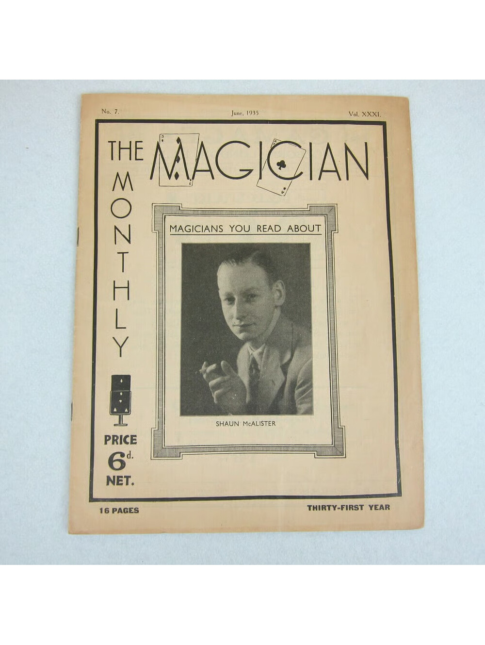 Vintage 1935 The Magician Monthly Magazine June #7 Shaun McAlister Cover RARE